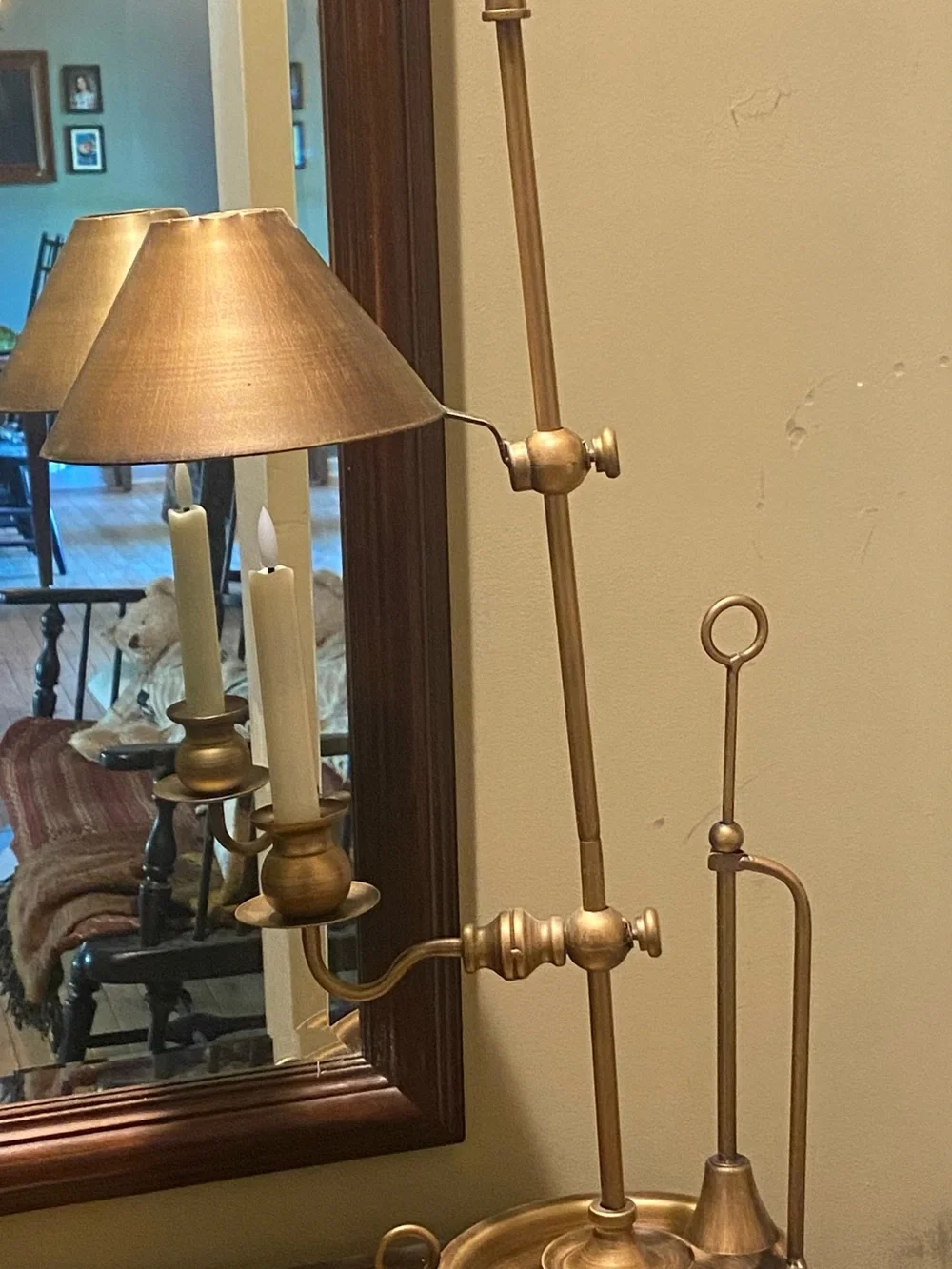 Brass Finish Adjustable table  Lamp with Candle-Style Arms